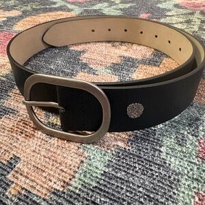 Elegant Black Belt with Silver Buckle